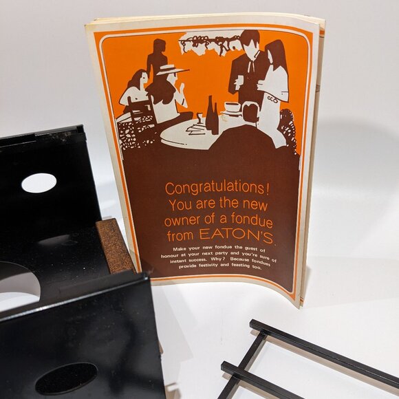 Vintage Eaton's Canada 70s Cheese Fondue Set in Original Box MCM Mid Century - Picture 6 of 10